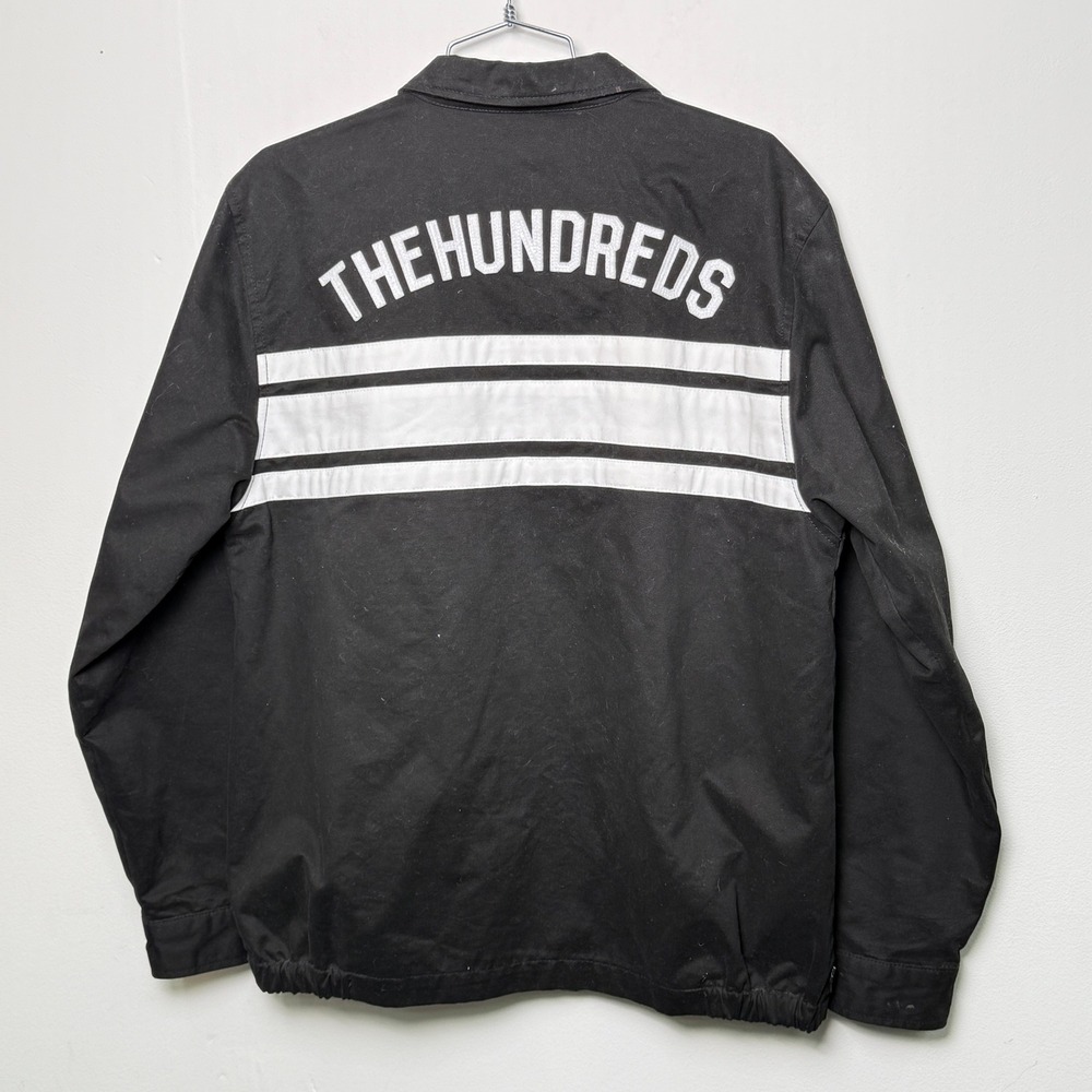 The Hundreds Mens Black White Stripe Work Jacket Full‎ Zip Size Medium